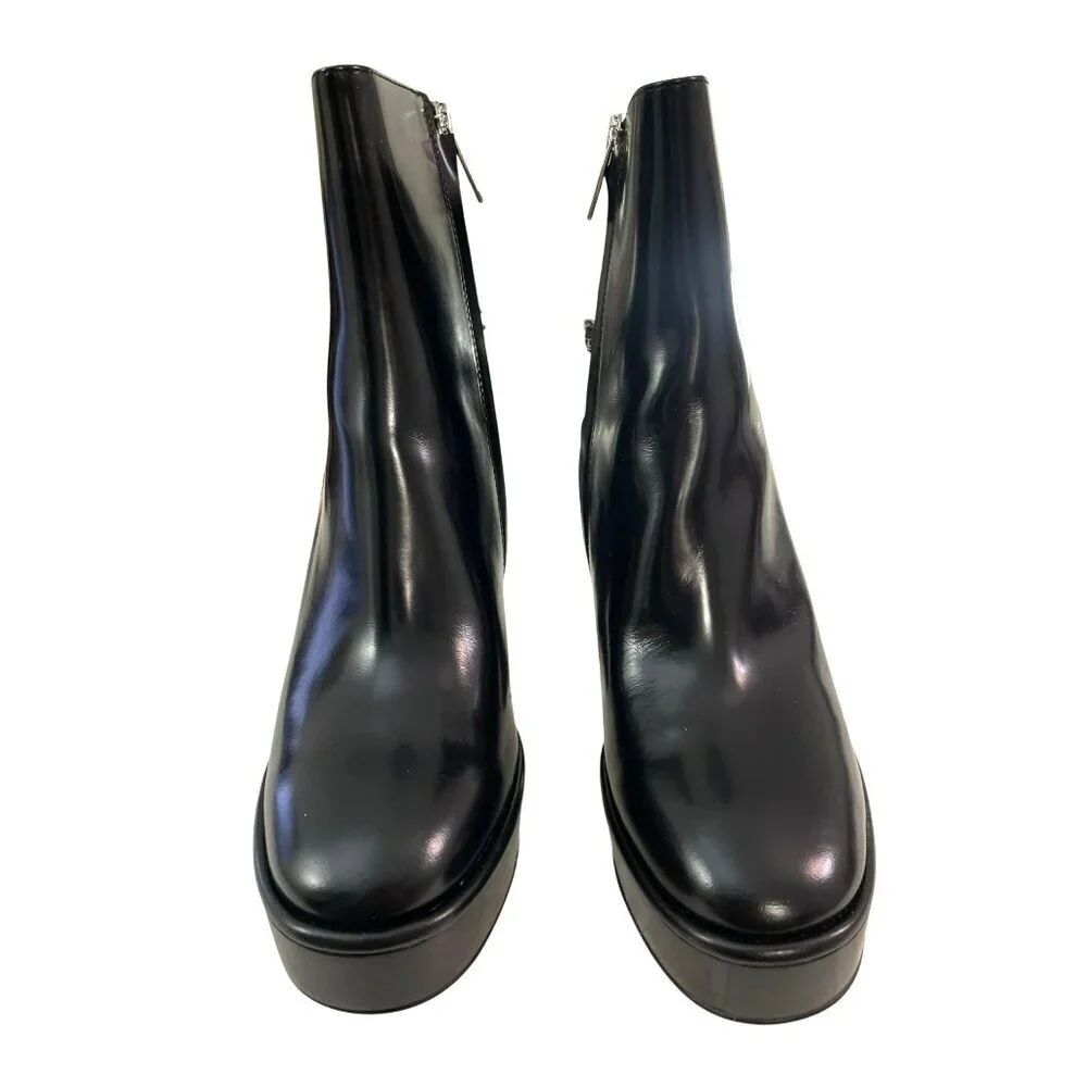 Michael Kors Carlisle Chain Black High Heel Platform Boots Sz 8 NEW
